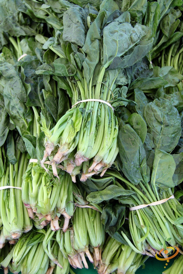 Fresh green spinach leaves from SeedsNow, vibrant and leafy, ideal for salads and cooking, on a plain background.